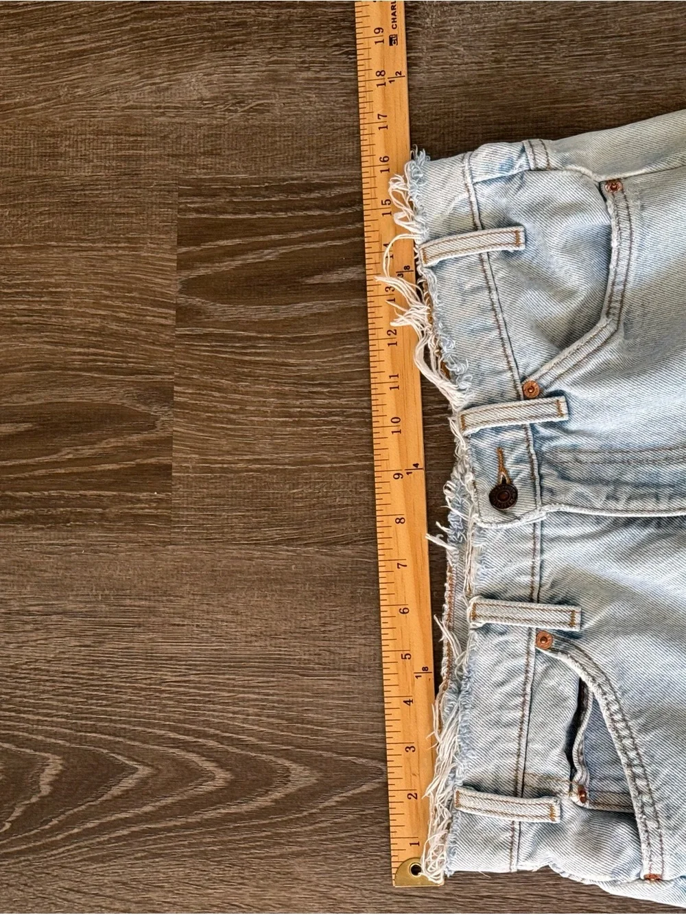 Vintage orange tab Y2K Light Blue Distressed Men’s Jeans with Patch Detail